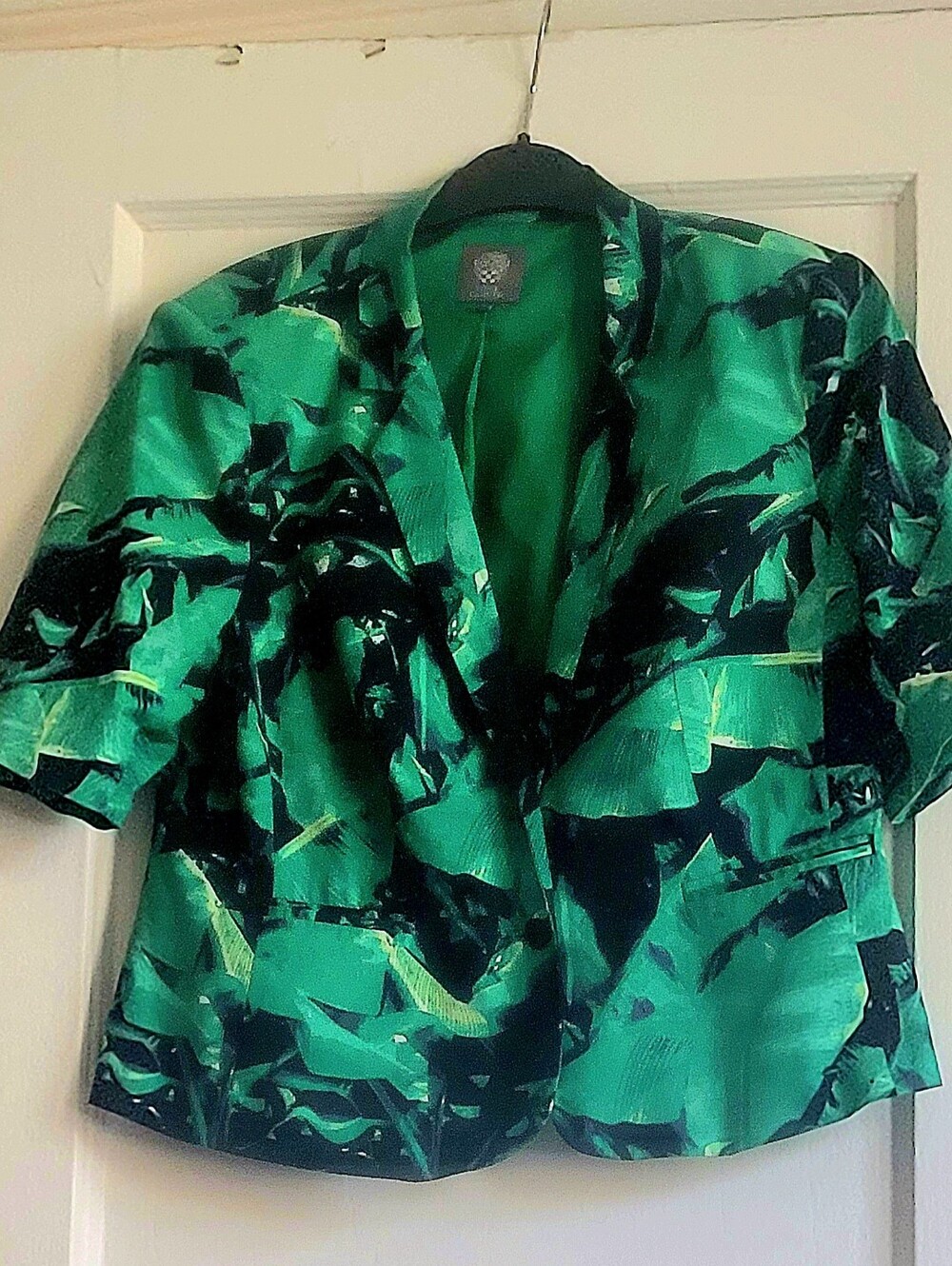 Vince Camuto Woman's Green  Abstract Print Short-Sleeve Blazer  - Lined Size 12P